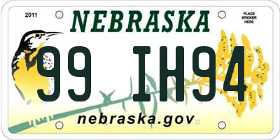 NE license plate 99IH94