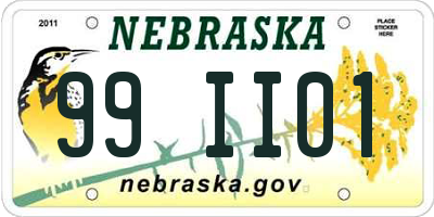 NE license plate 99II01