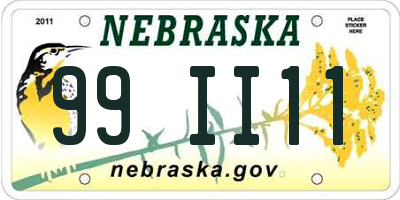 NE license plate 99II11