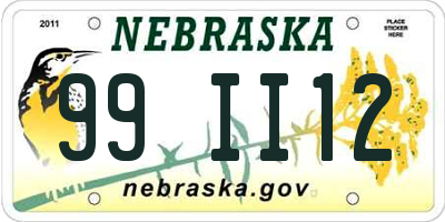 NE license plate 99II12