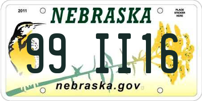 NE license plate 99II16