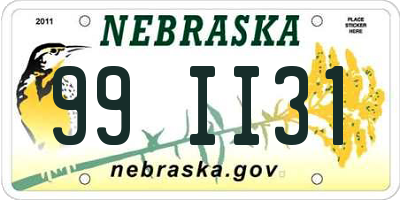 NE license plate 99II31