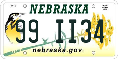 NE license plate 99II34
