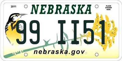 NE license plate 99II51