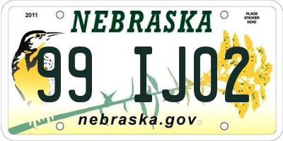 NE license plate 99IJ02