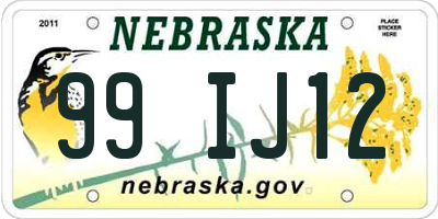 NE license plate 99IJ12