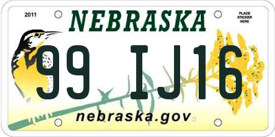 NE license plate 99IJ16