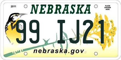 NE license plate 99IJ21