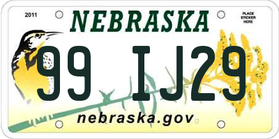 NE license plate 99IJ29