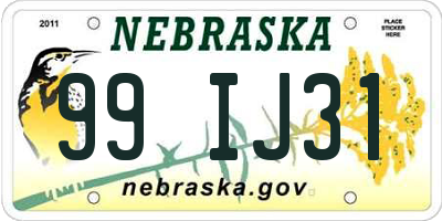 NE license plate 99IJ31