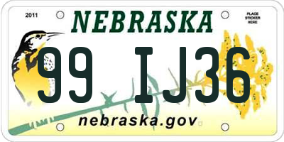 NE license plate 99IJ36