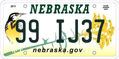 NE license plate 99IJ37