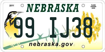 NE license plate 99IJ38