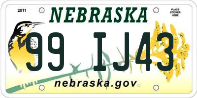 NE license plate 99IJ43