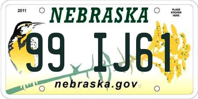 NE license plate 99IJ61