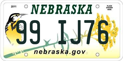 NE license plate 99IJ76