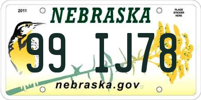 NE license plate 99IJ78