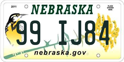 NE license plate 99IJ84