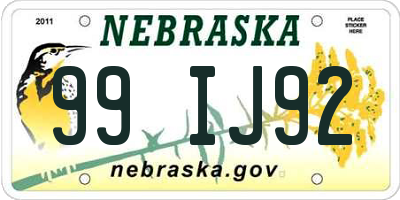 NE license plate 99IJ92