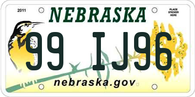 NE license plate 99IJ96