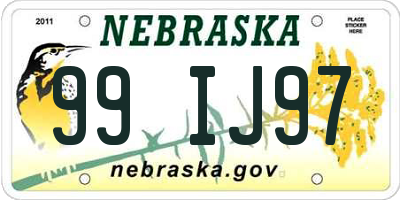 NE license plate 99IJ97