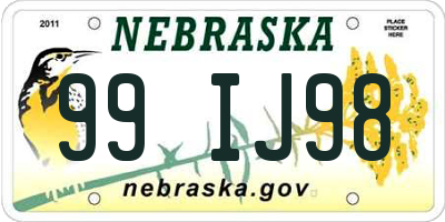 NE license plate 99IJ98