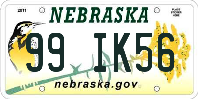 NE license plate 99IK56