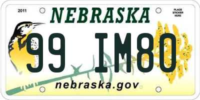 NE license plate 99IM80