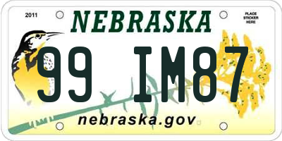 NE license plate 99IM87