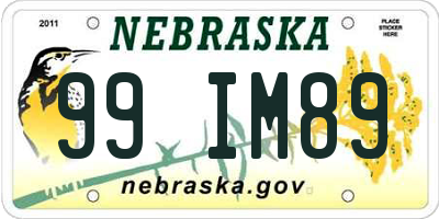 NE license plate 99IM89