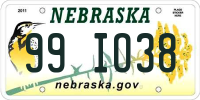 NE license plate 99IO38