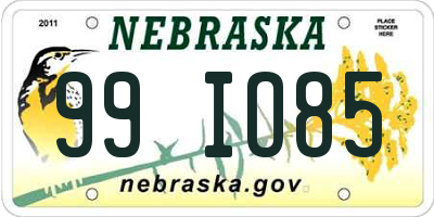 NE license plate 99IO85