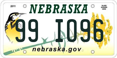 NE license plate 99IO96