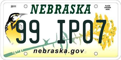NE license plate 99IP07