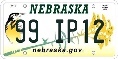 NE license plate 99IP12