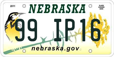 NE license plate 99IP16
