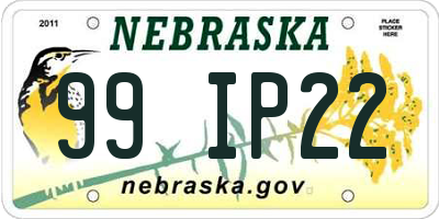 NE license plate 99IP22