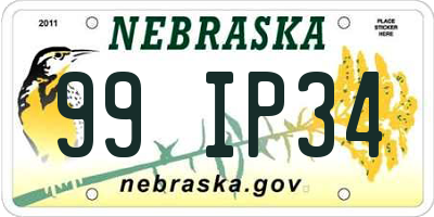 NE license plate 99IP34