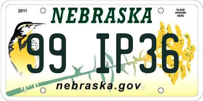 NE license plate 99IP36