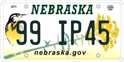NE license plate 99IP45