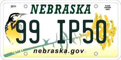 NE license plate 99IP50