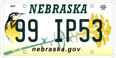 NE license plate 99IP53