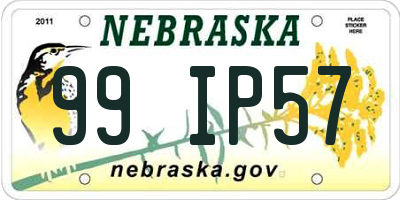 NE license plate 99IP57