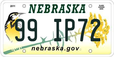 NE license plate 99IP72