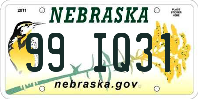 NE license plate 99IQ31