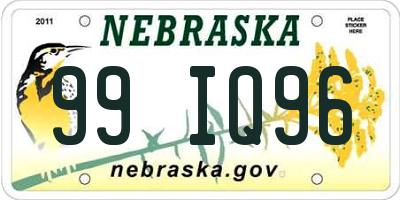 NE license plate 99IQ96