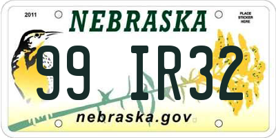 NE license plate 99IR32