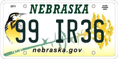NE license plate 99IR36