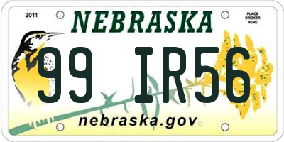 NE license plate 99IR56