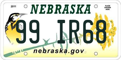 NE license plate 99IR68
